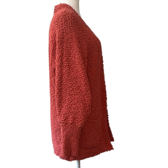 MEROKEETY | Pre-Loved Fuzzy Popcorn Knit Batwing Cardigan – Tearose, Size Large - Picture 6 of 10